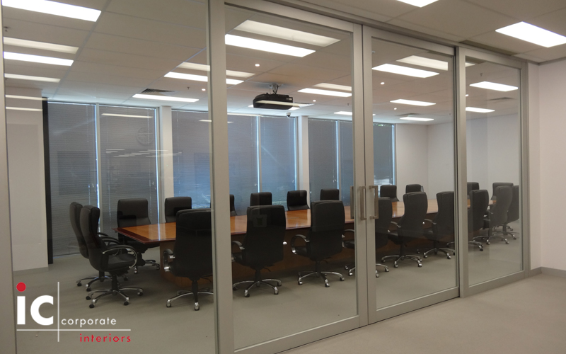 100mm Full Glass Sliding Office Doors