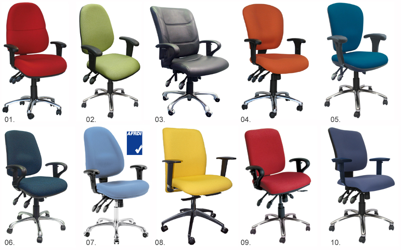 Ergonomic Task Chairs with Chrome Base (adjustable arms optional)