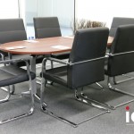 Oval Meeting Table with Metal Base
