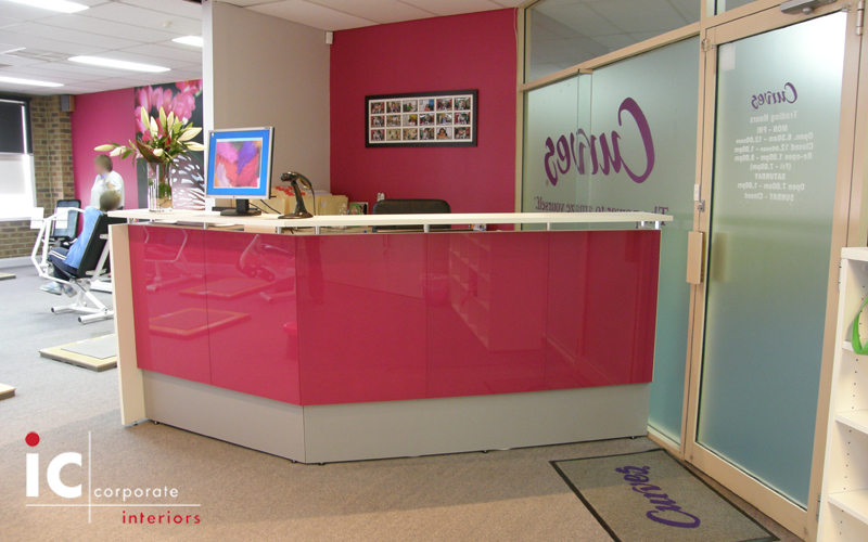 Glass Splashback Reception Desk
