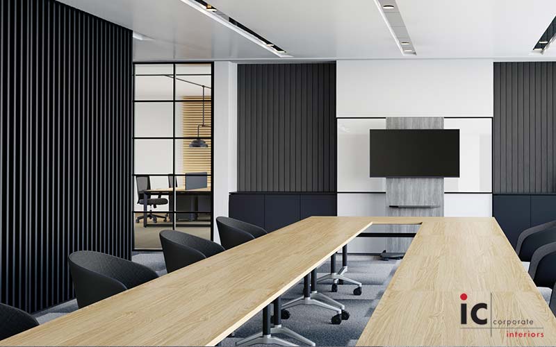 Black Slat Wall (LHS) Made to any size – Back Wall Black Feature Wall with Black Ink Slat Lines
