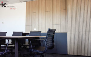 Timber offset tile line feature wall panel.