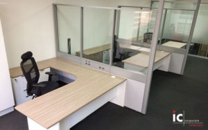 70mm Partition Screens with Corner Workstations